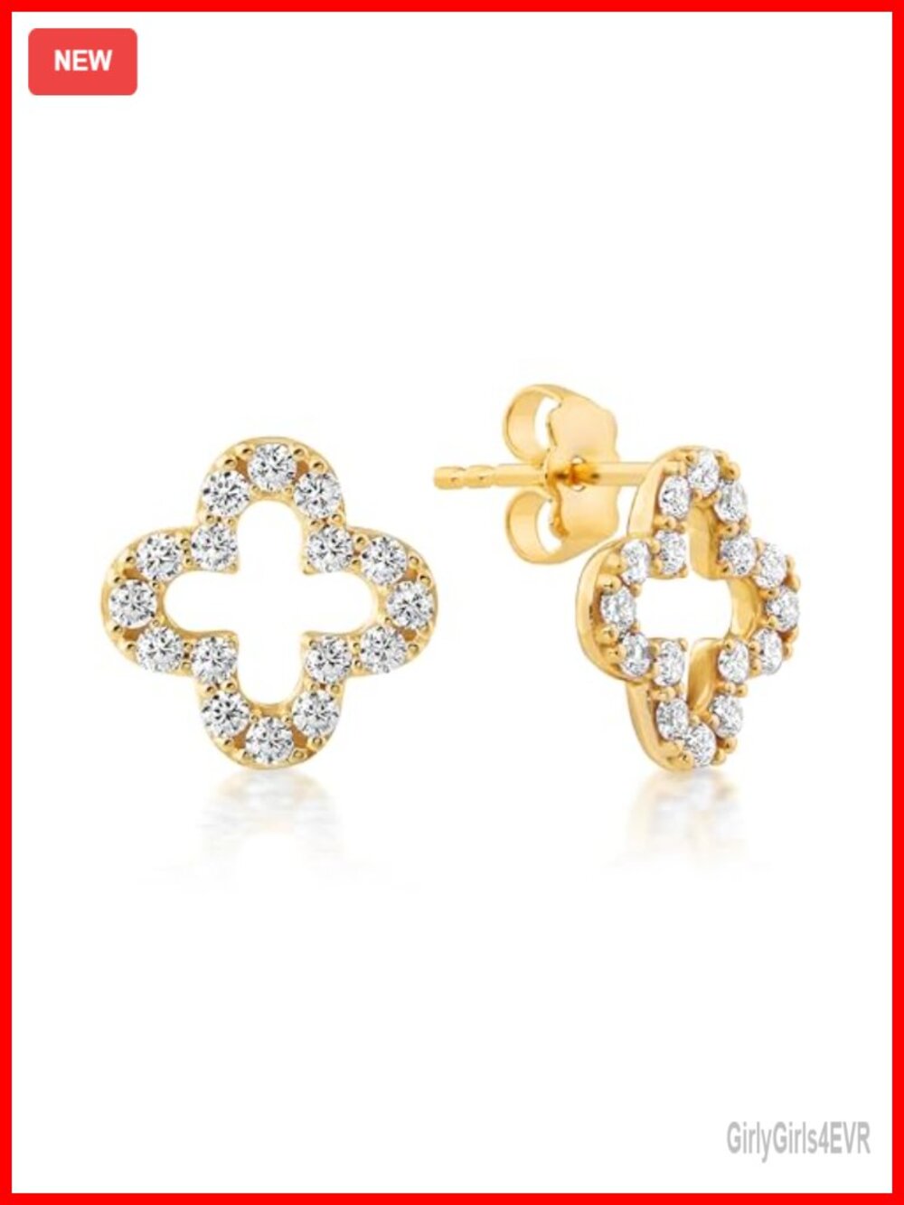 22K Gold-Plated CZ Stud Earrings Hypoallergenic SecureGrip 1.57ctw
